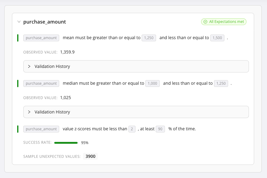 Validation Results for distribution Expectations in GX Cloud UI